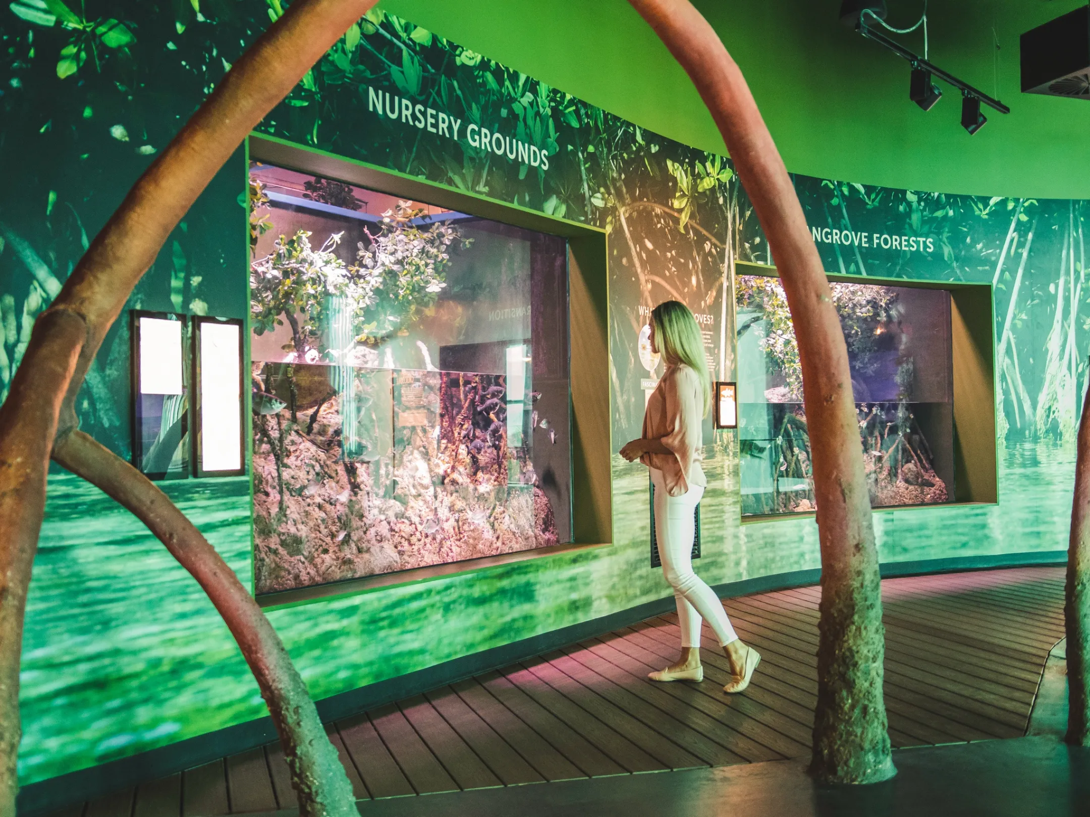 a green bench sitting in front of a building
